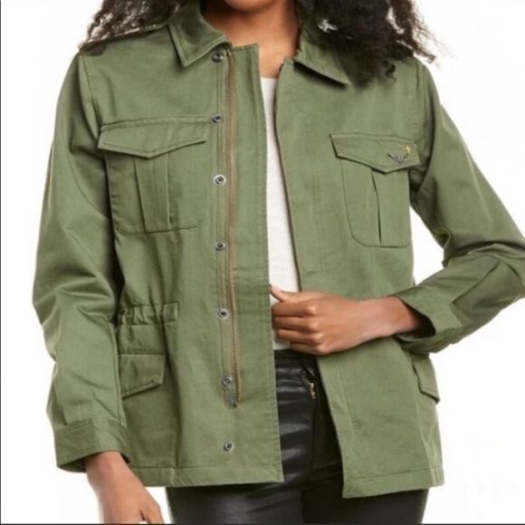 ZADIG AND VOLTAIRE Women's 100% Cotton Kayak Skull Khaki Military Jacket size 36 - Picture 3 of 7